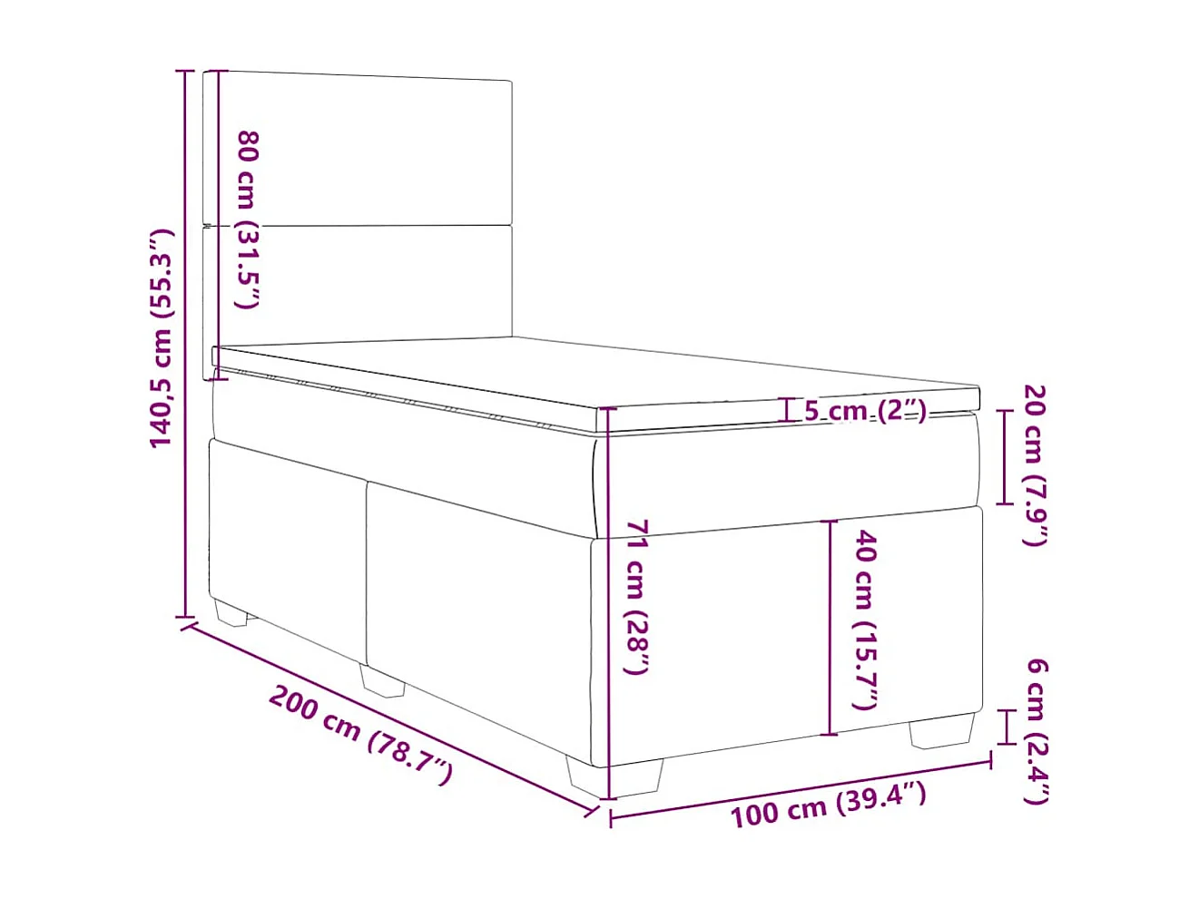 Boxspring met matras fluweel blauw 100x200 cm
