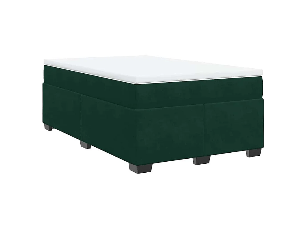 Cama box spring con colchón terciopelo verde oscuro 120x200 cm