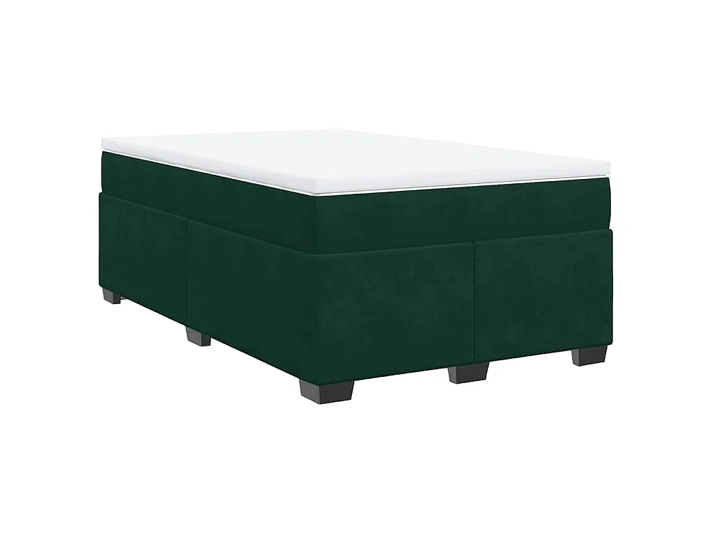 Cama box spring con colchón terciopelo verde oscuro 120x200 cm