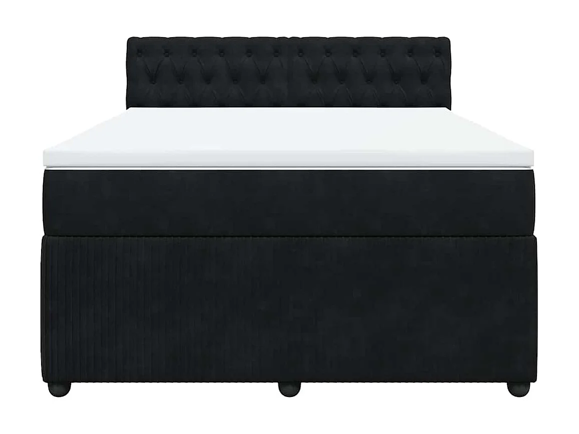 Giroletto a Molle con Materasso Nero 160x200 cm in Velluto