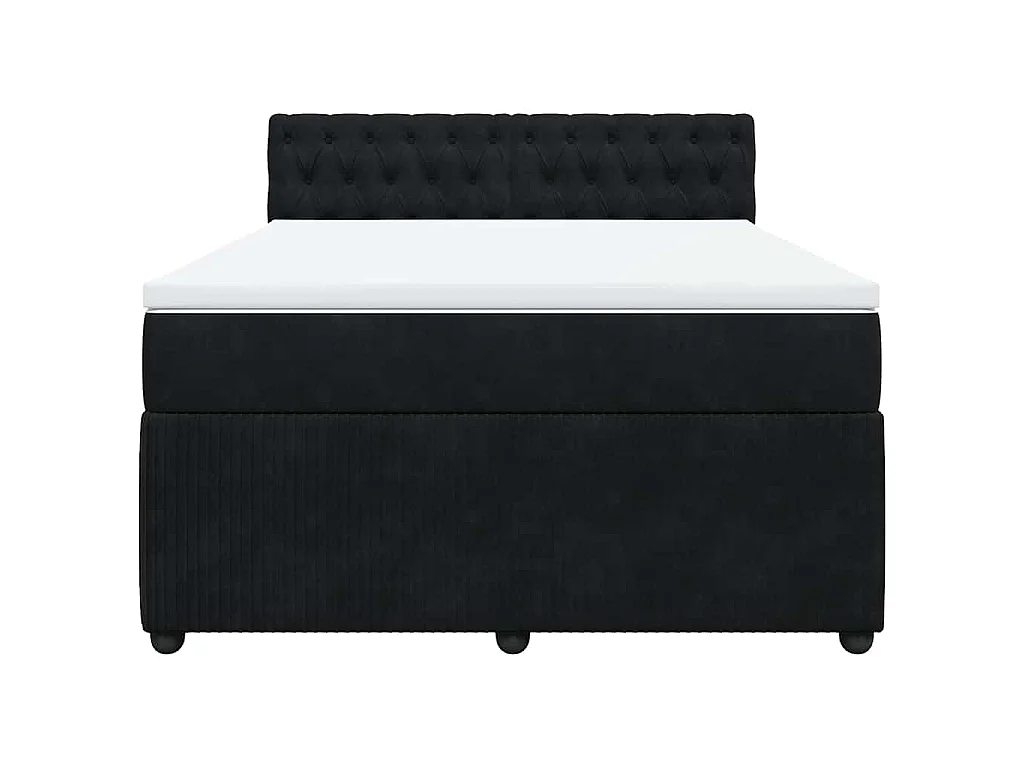 Cama box spring con colchón terciopelo negro 160x200 cm