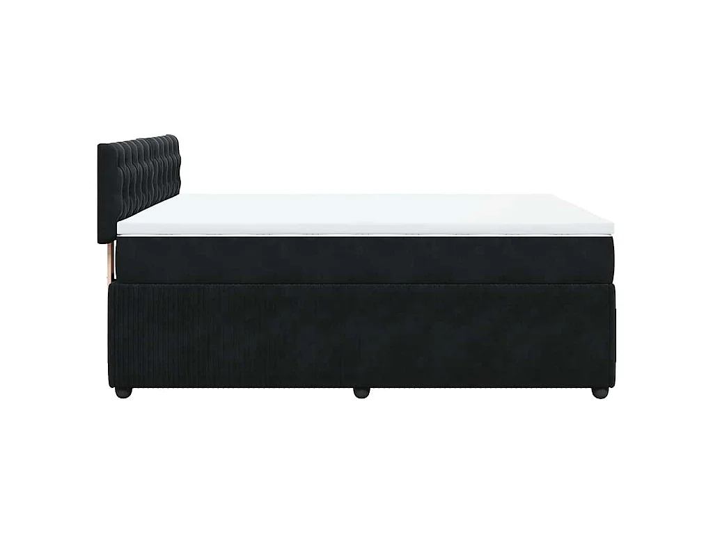 Cama box spring con colchón terciopelo negro 160x200 cm