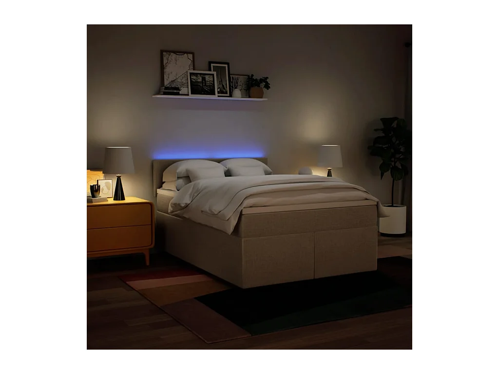 Sommier à lattes de lit avec matelas Crème 140x190 cm Tissu
