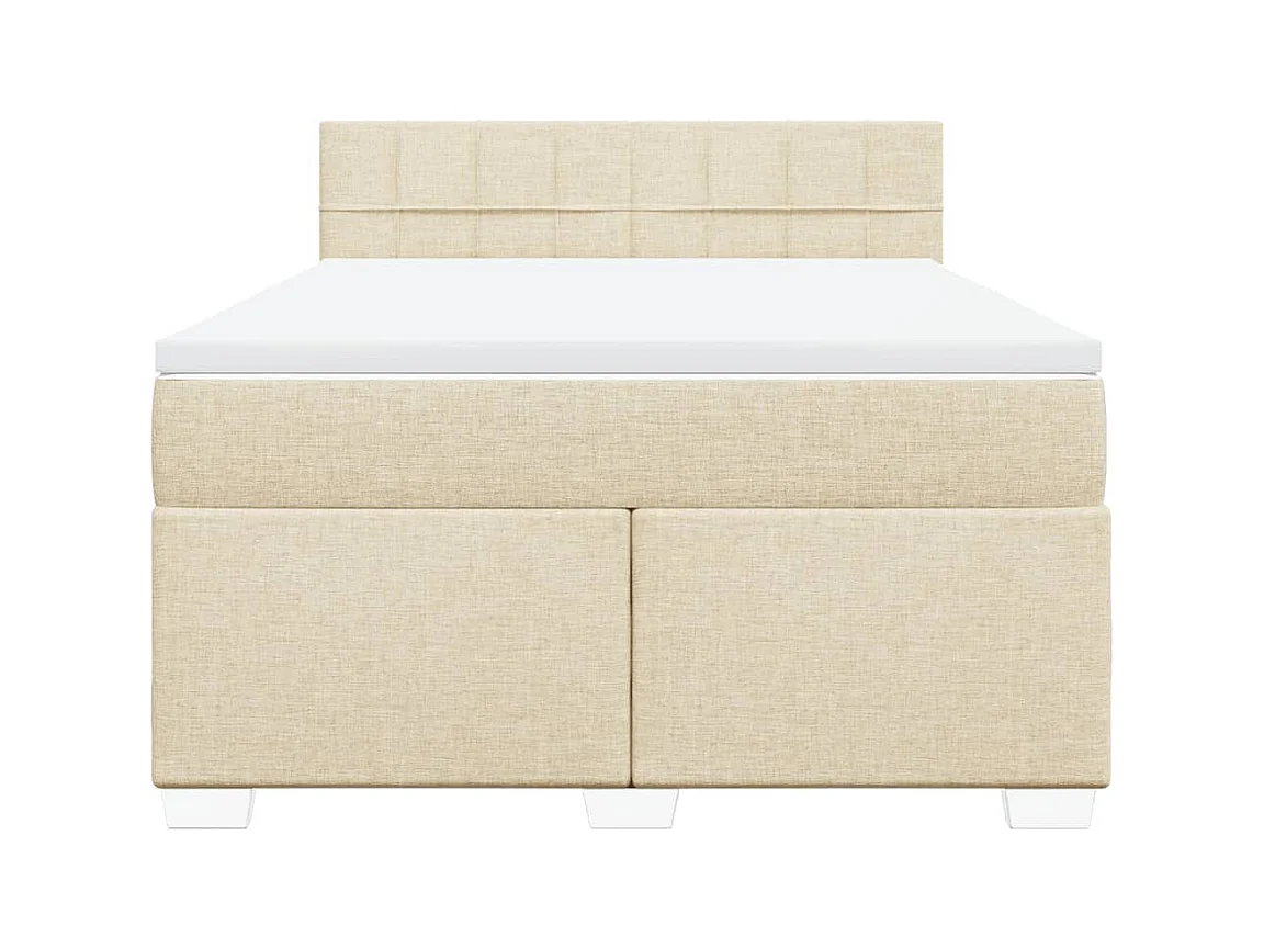 Sommier à lattes de lit avec matelas Crème 140x190 cm Tissu