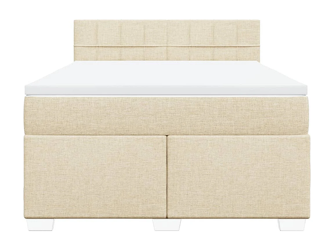 Boxspring met matras stof crèmekleurig 140x190 cm