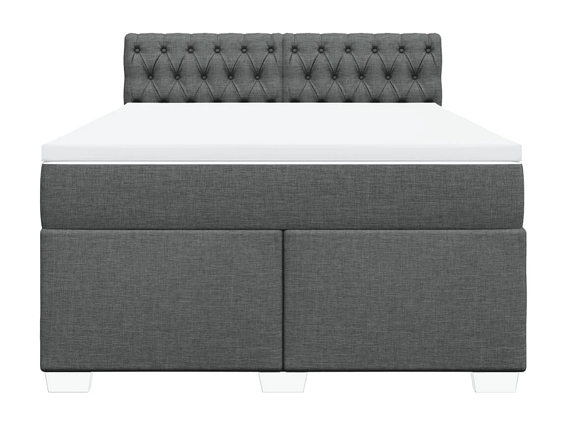 Cama box spring con colchón tela gris oscuro 160x200 cm