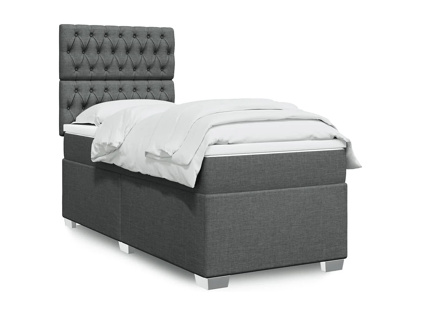 Boxspring met matras stof donkergrijs 90x190 cm