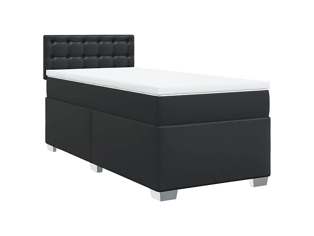 Sommier à lattes de lit avec matelas Noir 80x200cm Similicuir