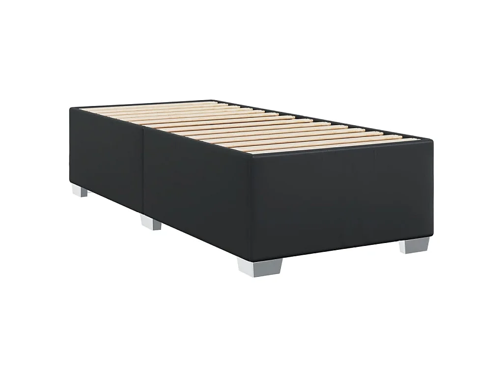 Sommier à lattes de lit avec matelas Noir 80x200cm Similicuir