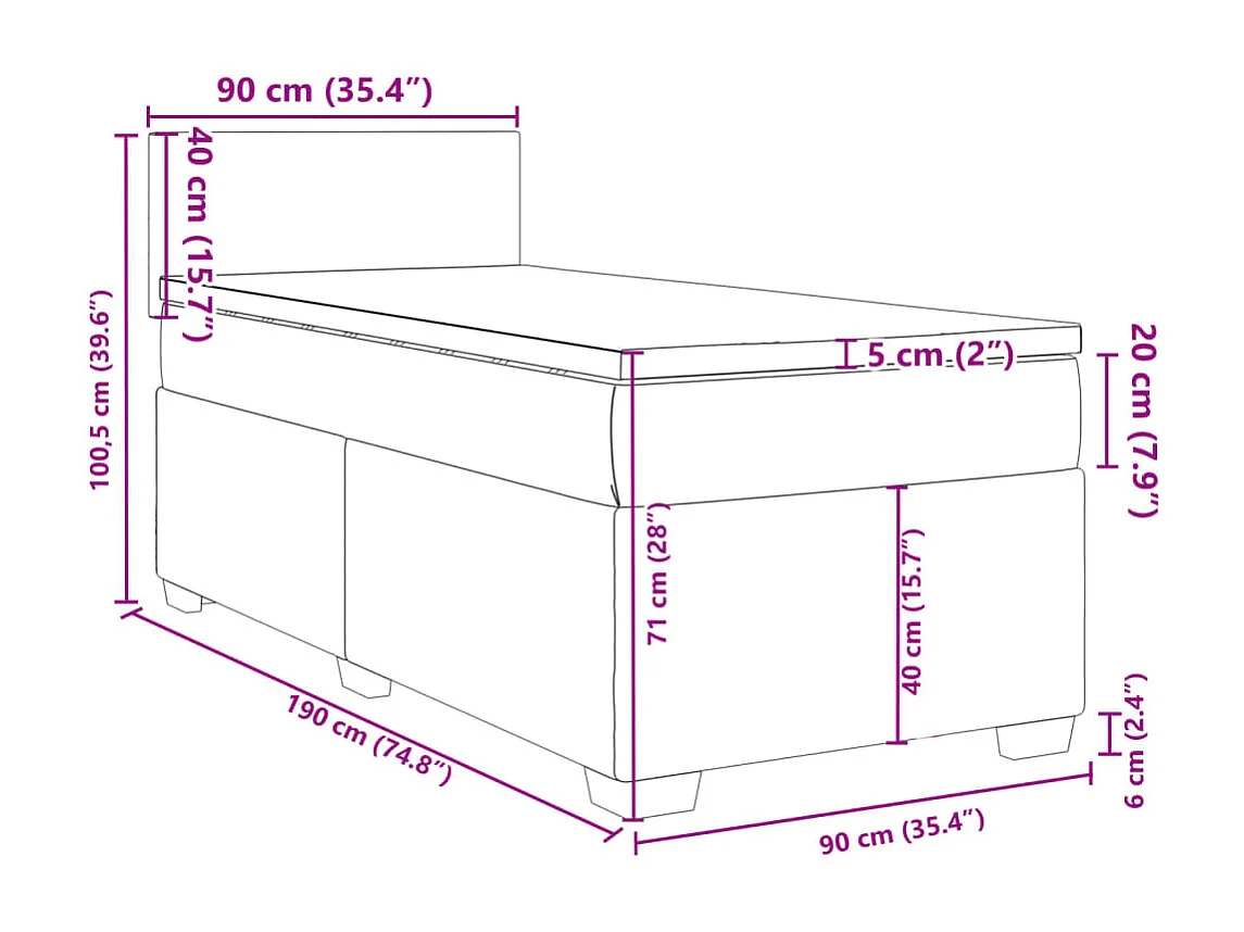 Boxspringbett mit Matratze Dunkelblau 90x190 cm Samt