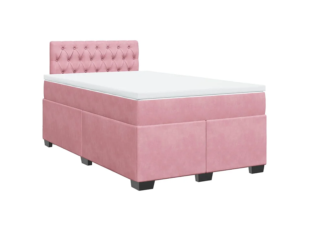 Cama box spring con colchón terciopelo rosa 120x200 cm