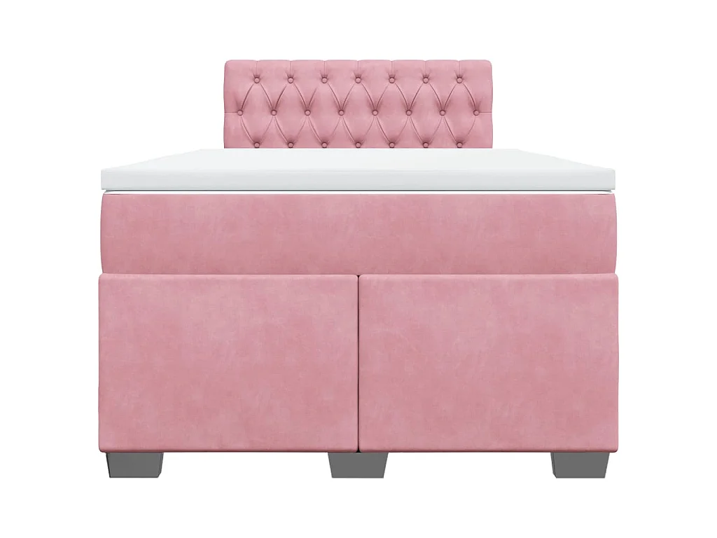 Cama box spring con colchón terciopelo rosa 120x200 cm