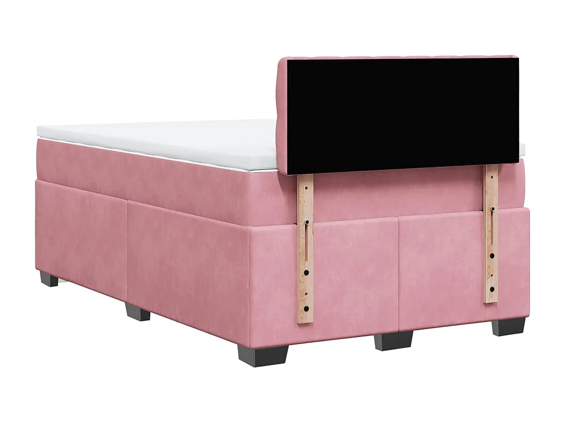 Cama box spring con colchón terciopelo rosa 120x200 cm