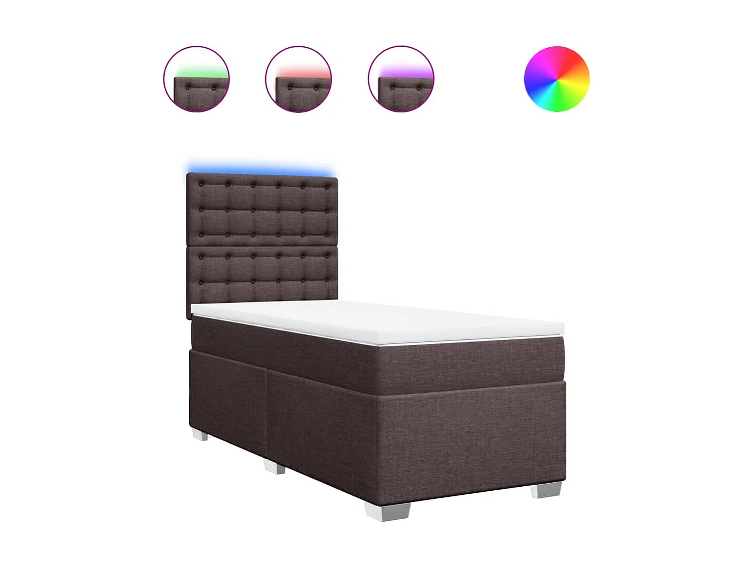 Boxspring met matras stof donkerbruin 80x200 cm