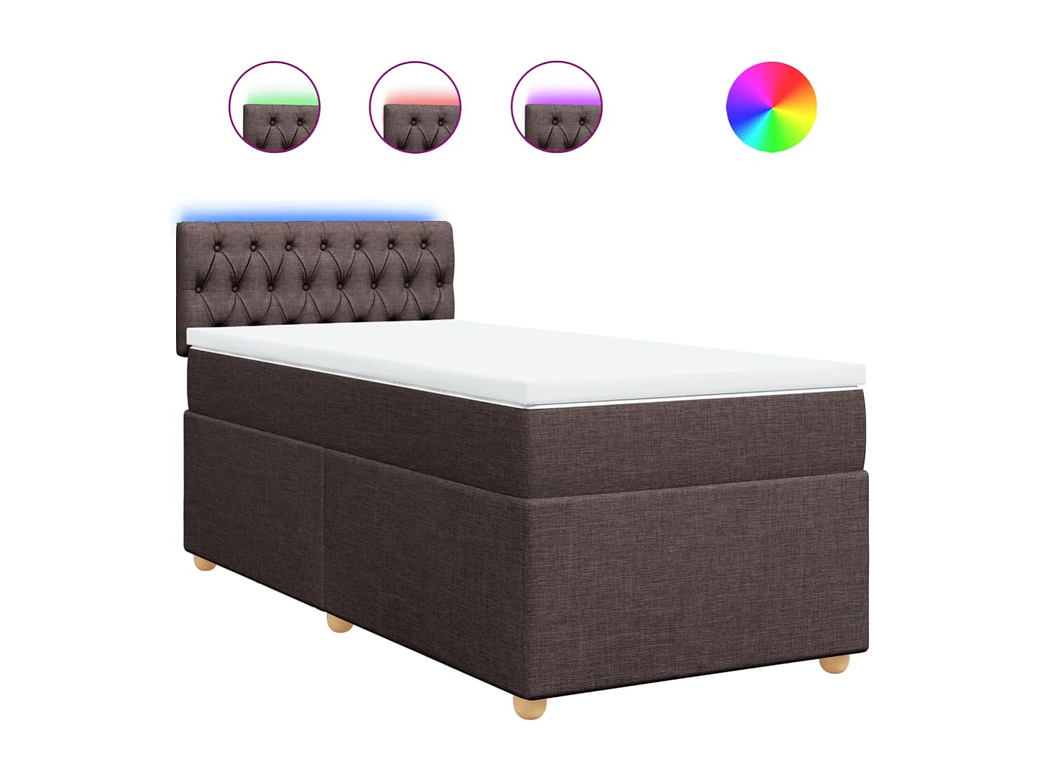 Boxspring met matras stof donkerbruin 90x190 cm