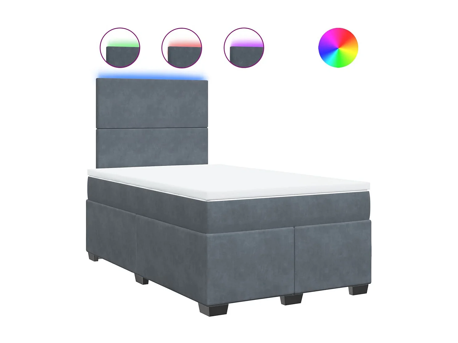 Cama boxspring com colchão 120x190 cm veludo cinzento-escuro