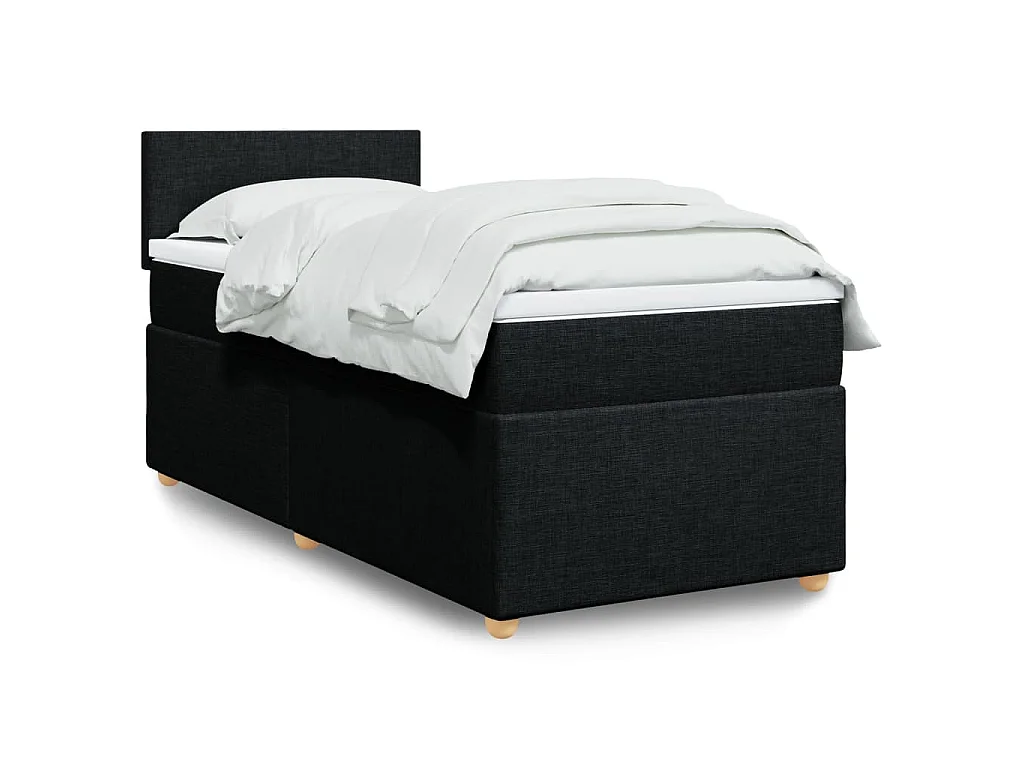 Sommier à lattes de lit avec matelas Noir 90x190 cm Tissu