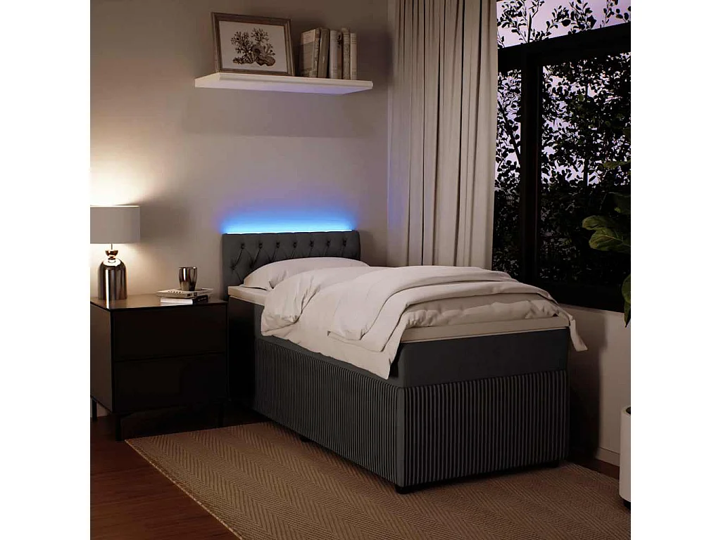 Boxspring met matras fluweel donkergrijs 80x200 cm