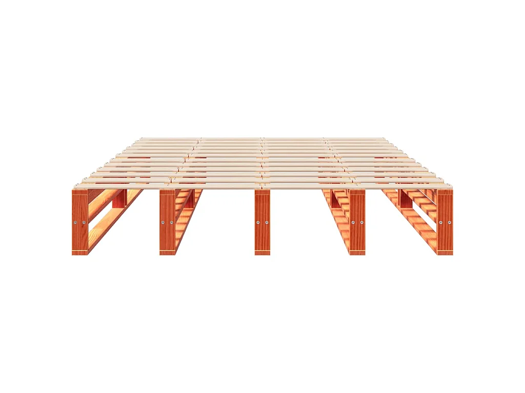 Cadre de lit sans matelas cire marron 140x200cm bois pin massif