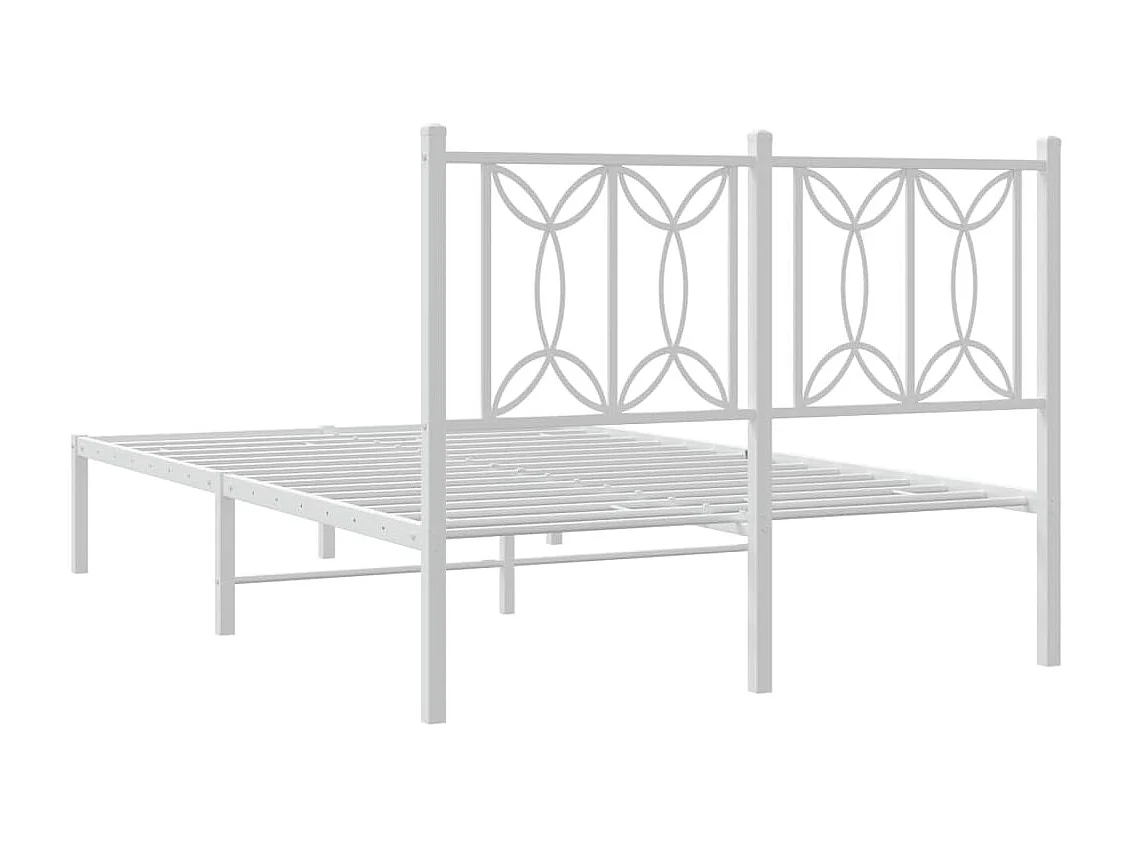 Estructura cama sin colchón con cabecero metal blanco 120x190cm