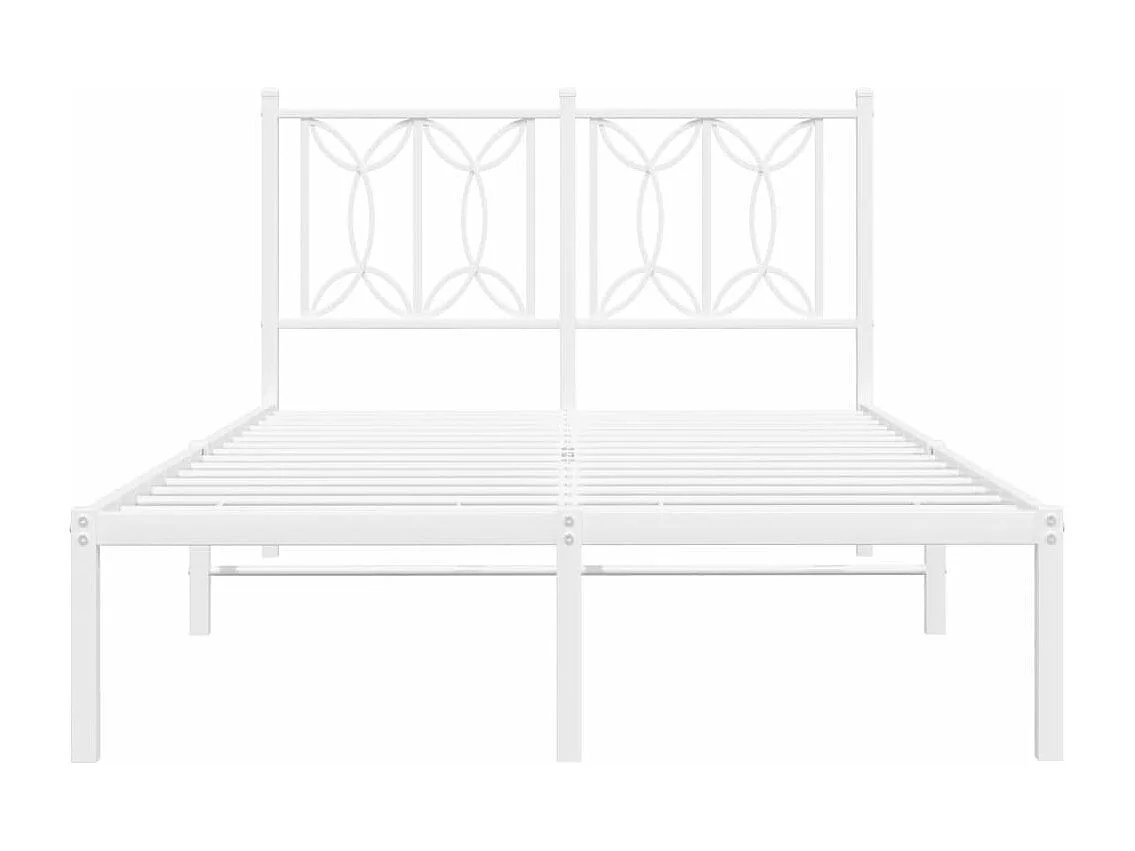 Bedframe met hoofdbord metaal wit 120x190 cm