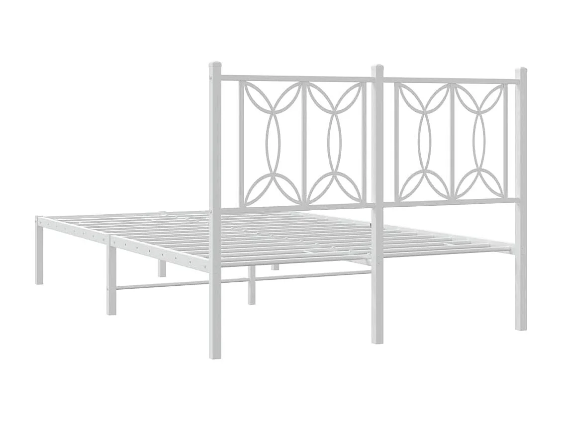 Bedframe met hoofdbord metaal wit 120x190 cm