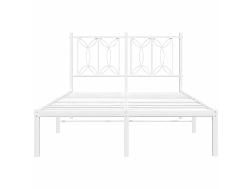 Bedframe met hoofdbord metaal wit 120x190 cm