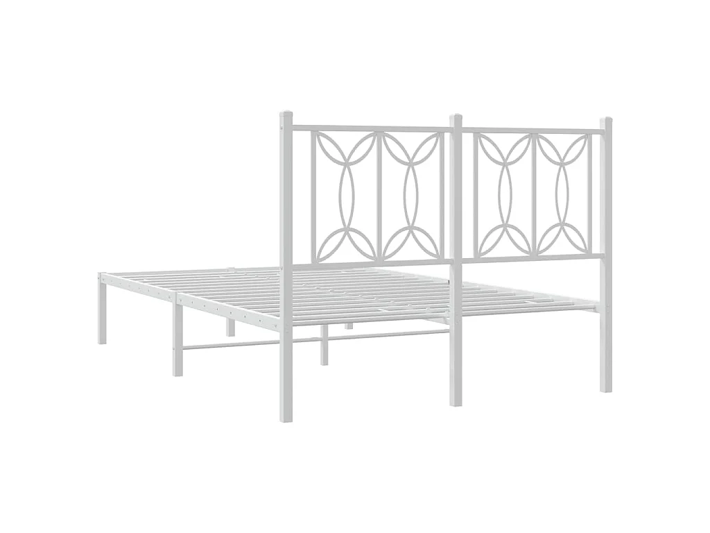 Bedframe met hoofdbord metaal wit 120x190 cm