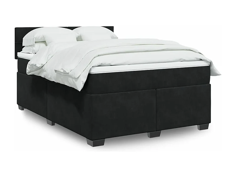 Boxspringbett mit Matratze Schwarz 160x200 cm Samt