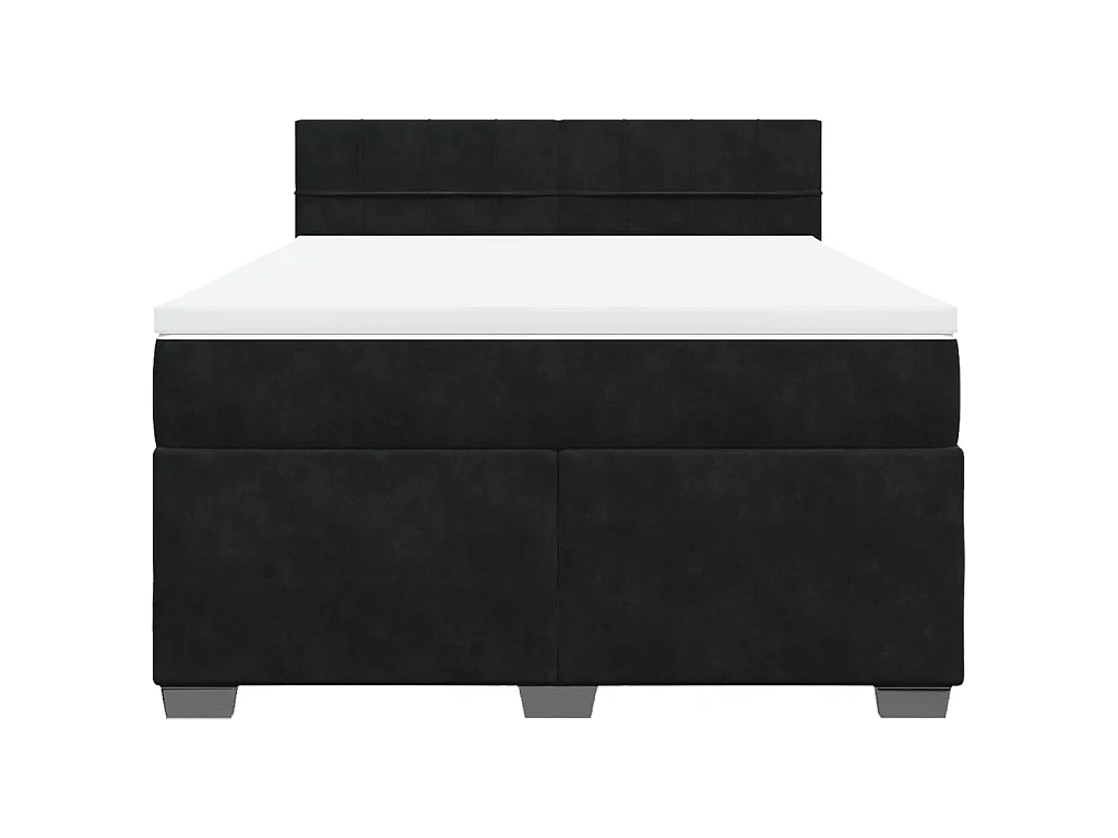 Giroletto a Molle con Materasso Nero 160x200 cm in Velluto