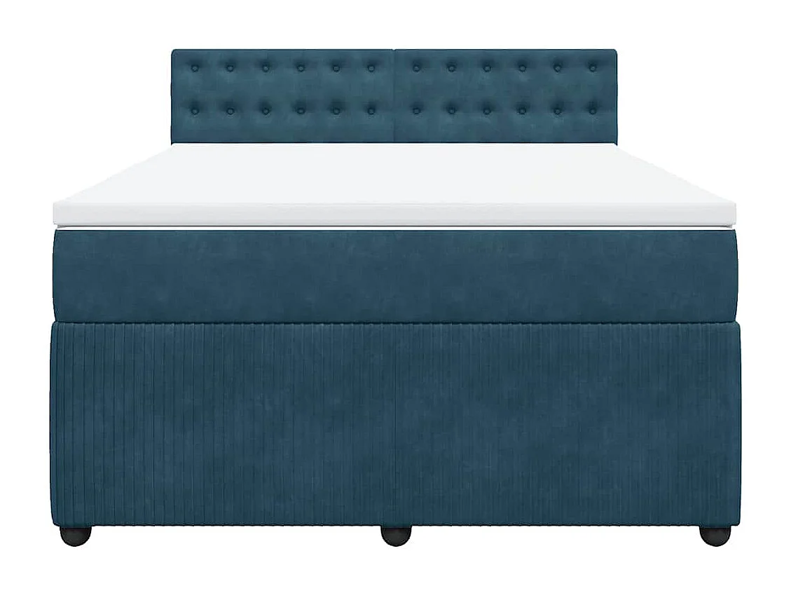 Giroletto a Molle con Materasso Blu 160x200 cm in Velluto