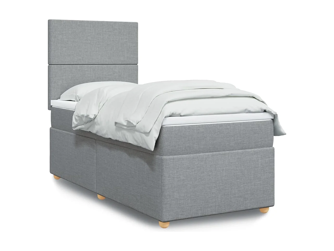 Boxspringbett mit Matratze Hellgrau 90x190 cm Stoff