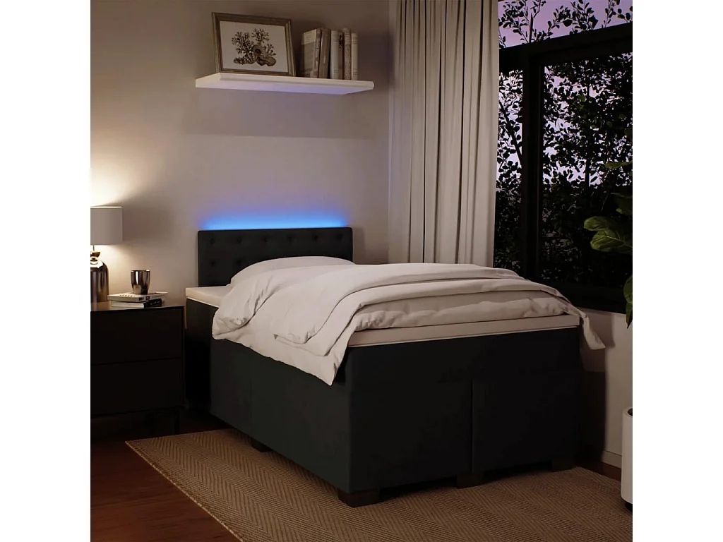 Sommier à lattes de lit avec matelas Noir 120x200 cm Velours