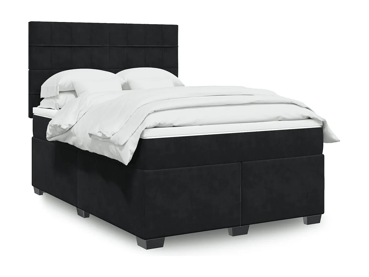 Boxspring met matras fluweel zwart 140x190 cm