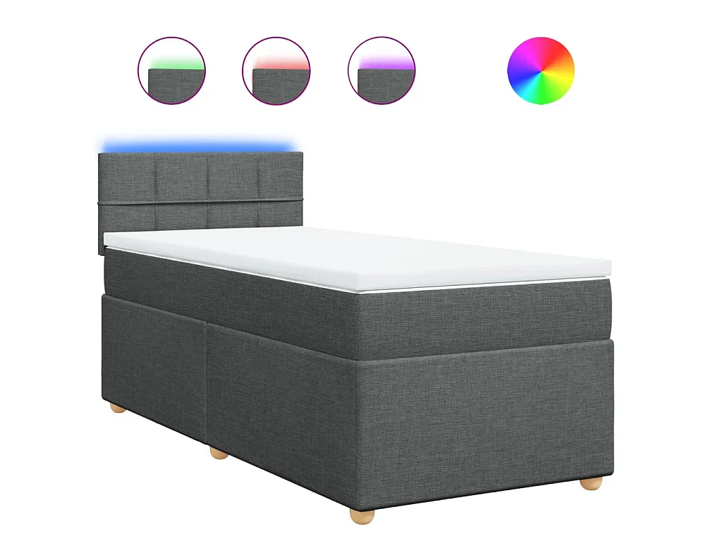 Boxspring met matras stof donkergrijs 80x200 cm
