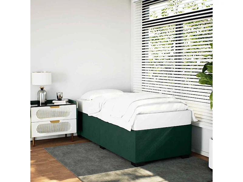Cadre de lit sans matelas vert foncé 90x200 cm velours