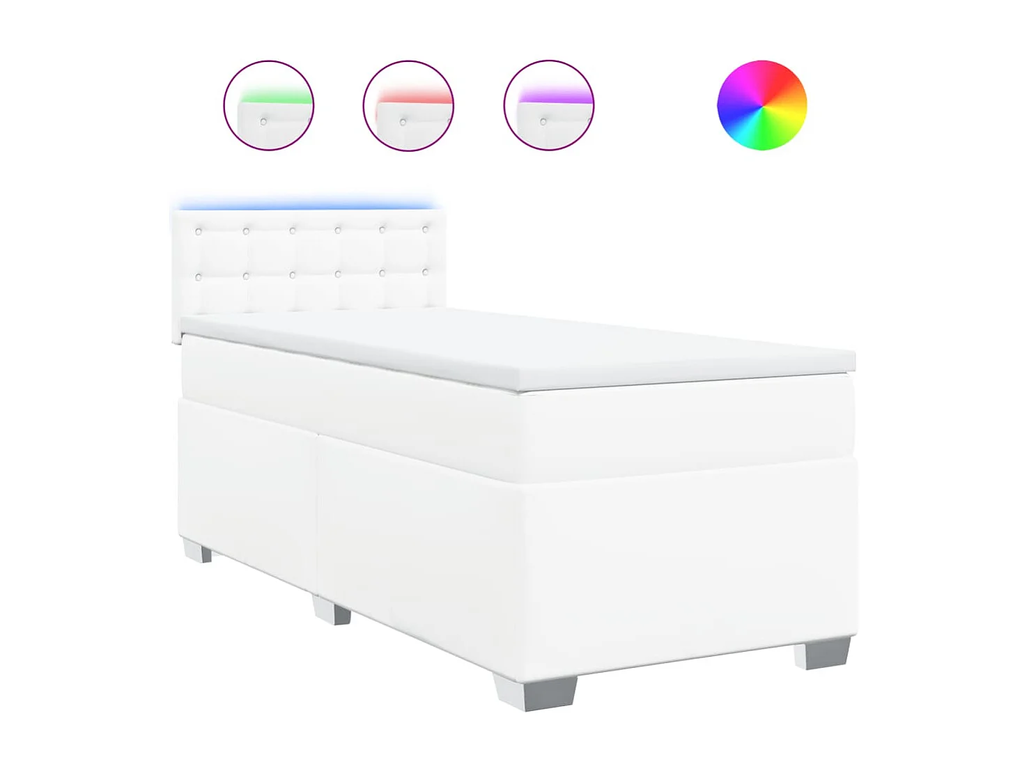 Sommier à lattes de lit avec matelas Blanc 100x200cm Similicuir