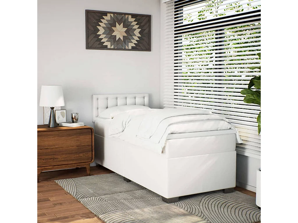 Boxspring met matras kunstleer wit 100x200 cm