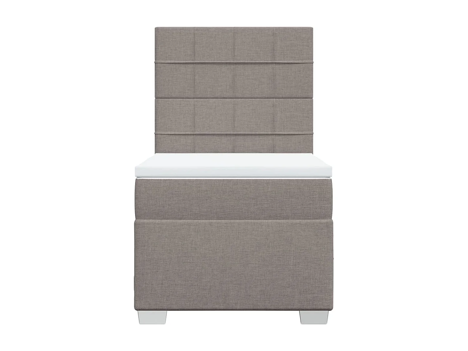 Cama box spring con colchón tela gris taupe 100x200 cm