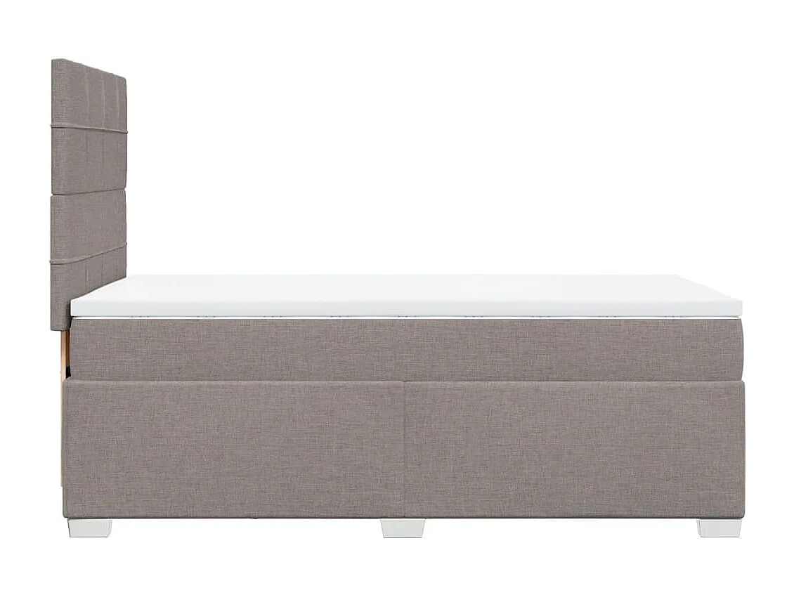 Cama box spring con colchón tela gris taupe 100x200 cm