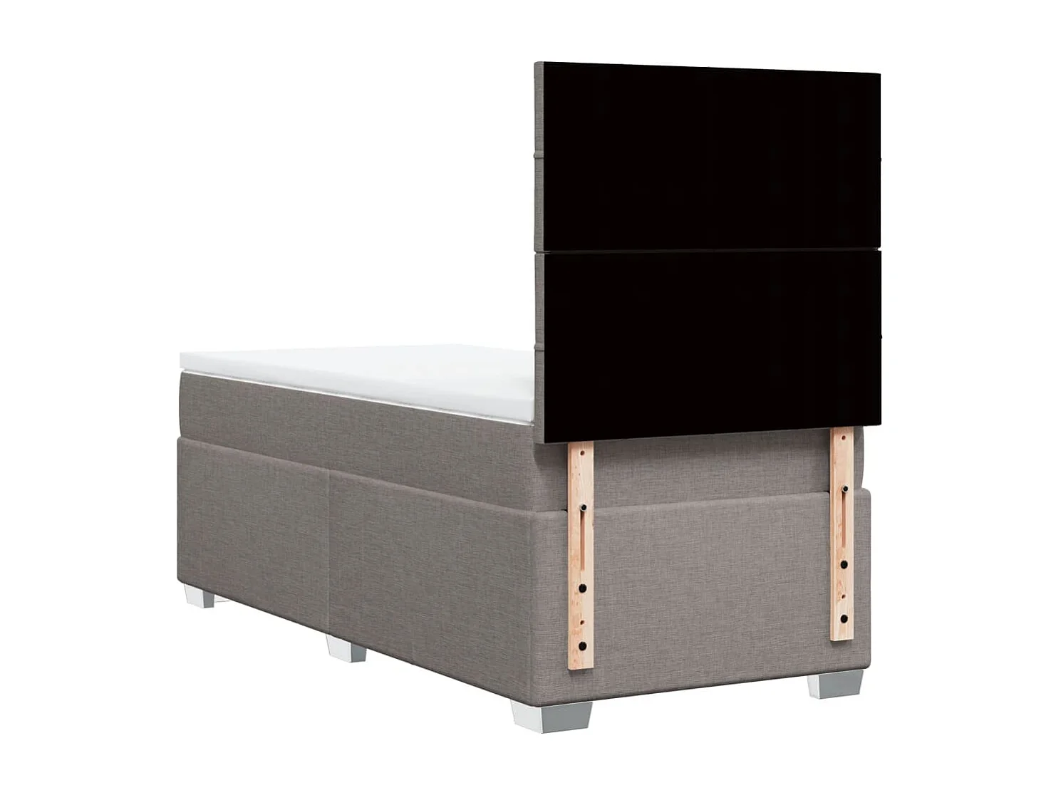 Cama box spring con colchón tela gris taupe 100x200 cm