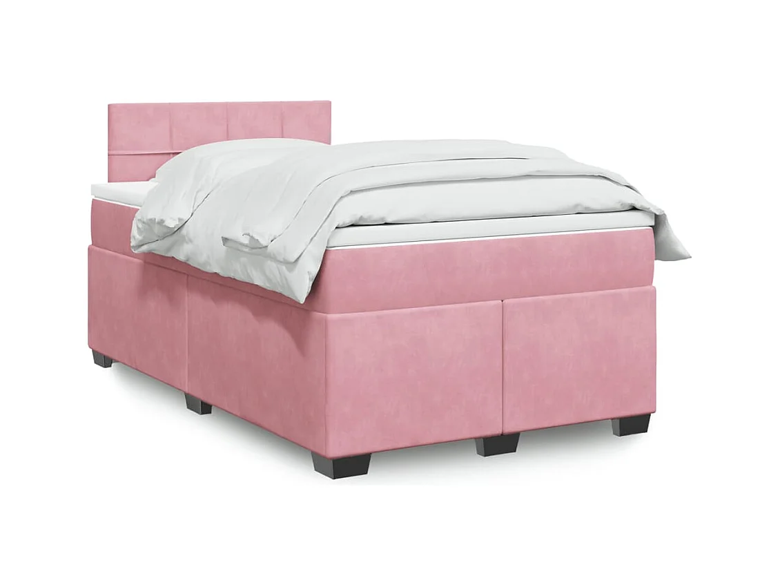 Boxspring met matras fluweel roze 120x200 cm
