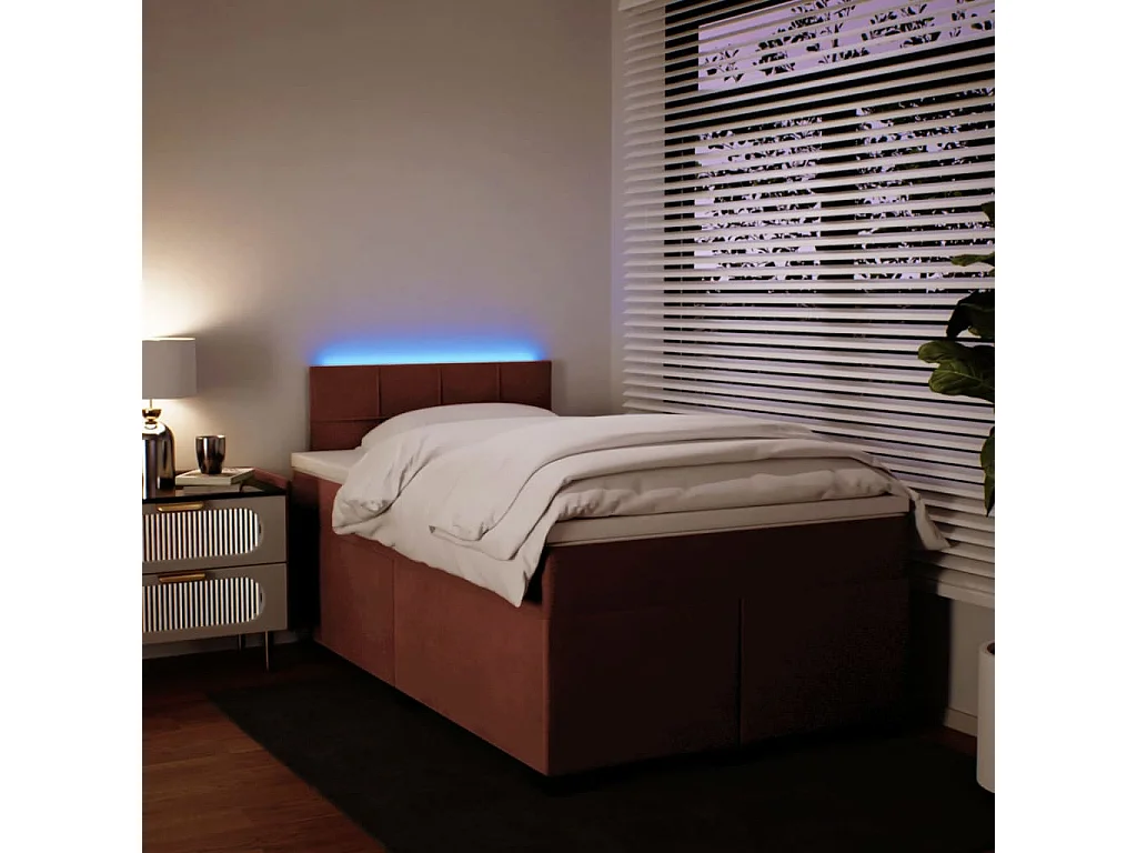 Cama box spring con colchón terciopelo rosa 120x200 cm