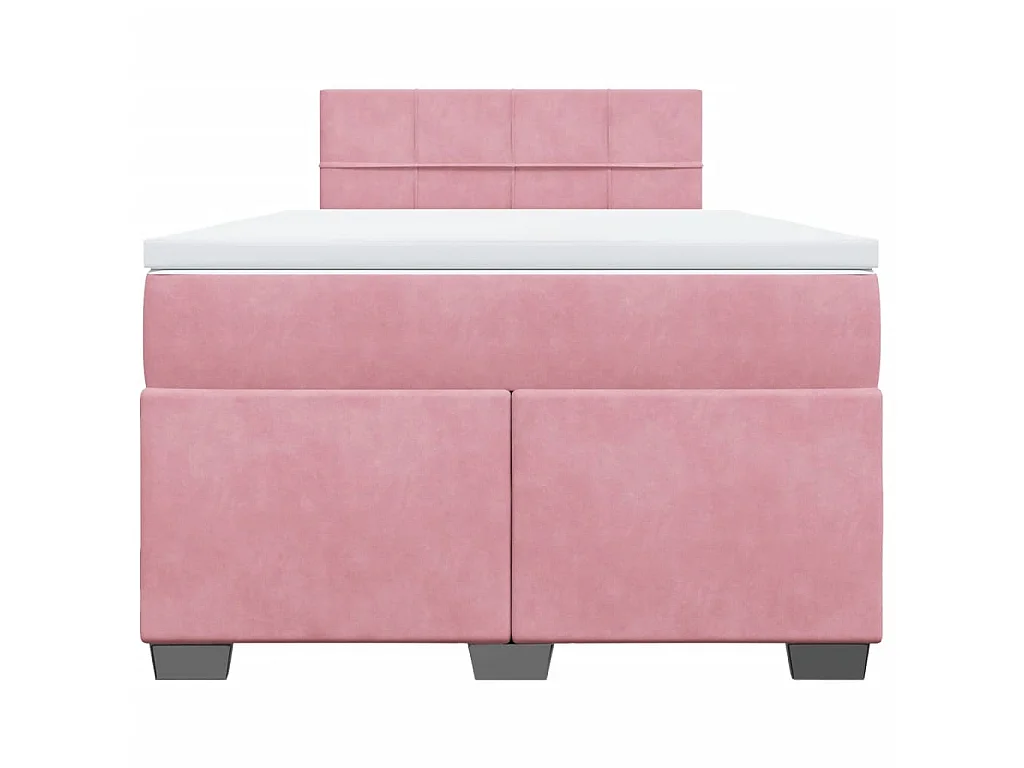 Cama box spring con colchón terciopelo rosa 120x200 cm