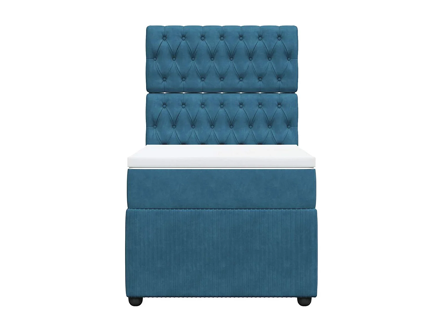 Cama box spring con colchón terciopelo azul oscuro 90x190 cm