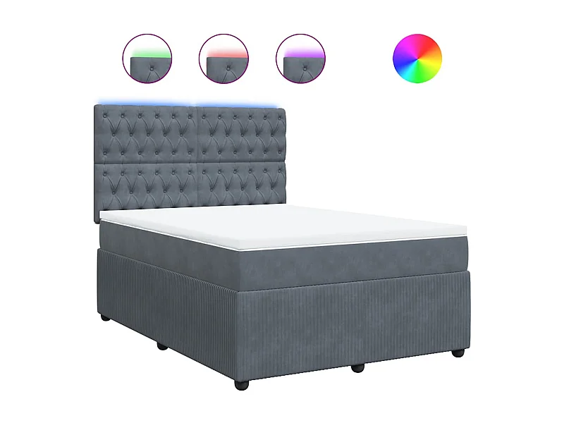 Sommier à lattes de lit et matelas Gris foncé 140x190cm Velours