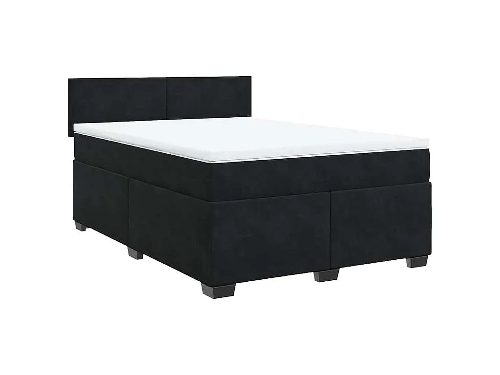 Boxspring met matras fluweel zwart 160x200 cm