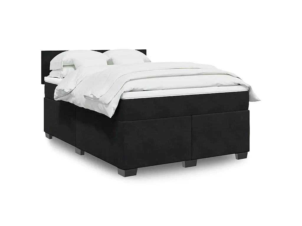 Boxspring met matras fluweel zwart 160x200 cm