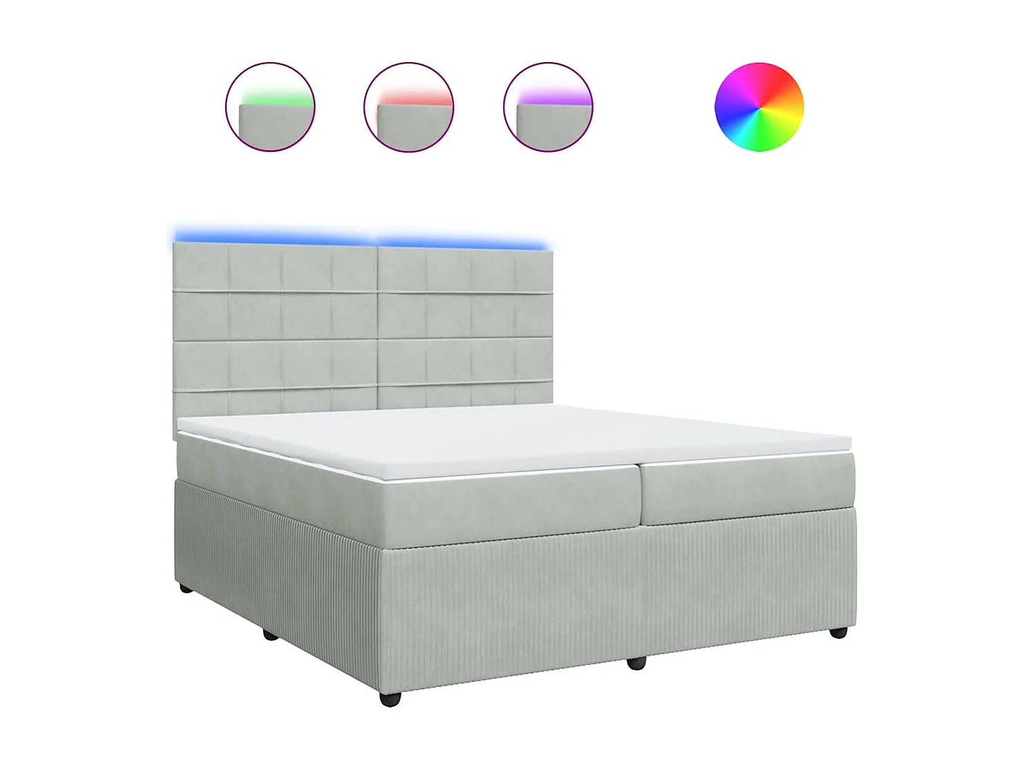 Giroletto a Molle con Materasso Grigio Chiaro 200x200cm Velluto