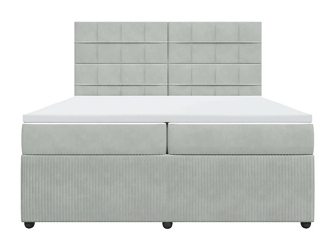 Cama com molas/colchão 200x200 cm veludo cinzento-claro